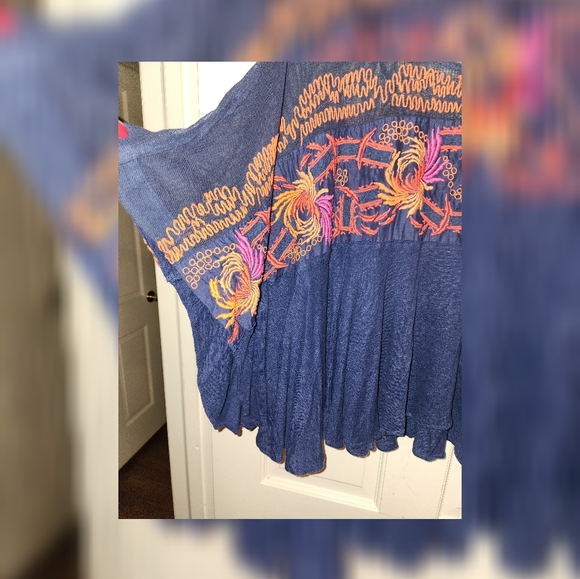 Free People Love Letter Embroidered Poncho Top S - Picture 5 of 10